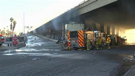 Mayor Bass, officials, provide update on 10 Freeway fire closure in downtown L.A.